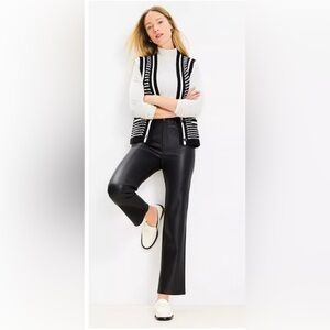 LOFT Black Straight Leg Faux Leather 5-Pocket Pants